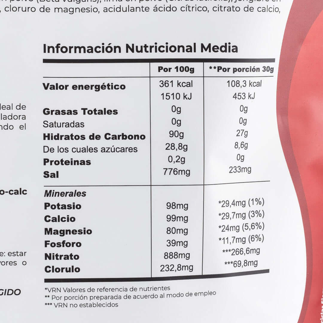 Bebida Deportiva de Carbohidratos y Electrolitos con Nitrato de Remolacha - 1Kg