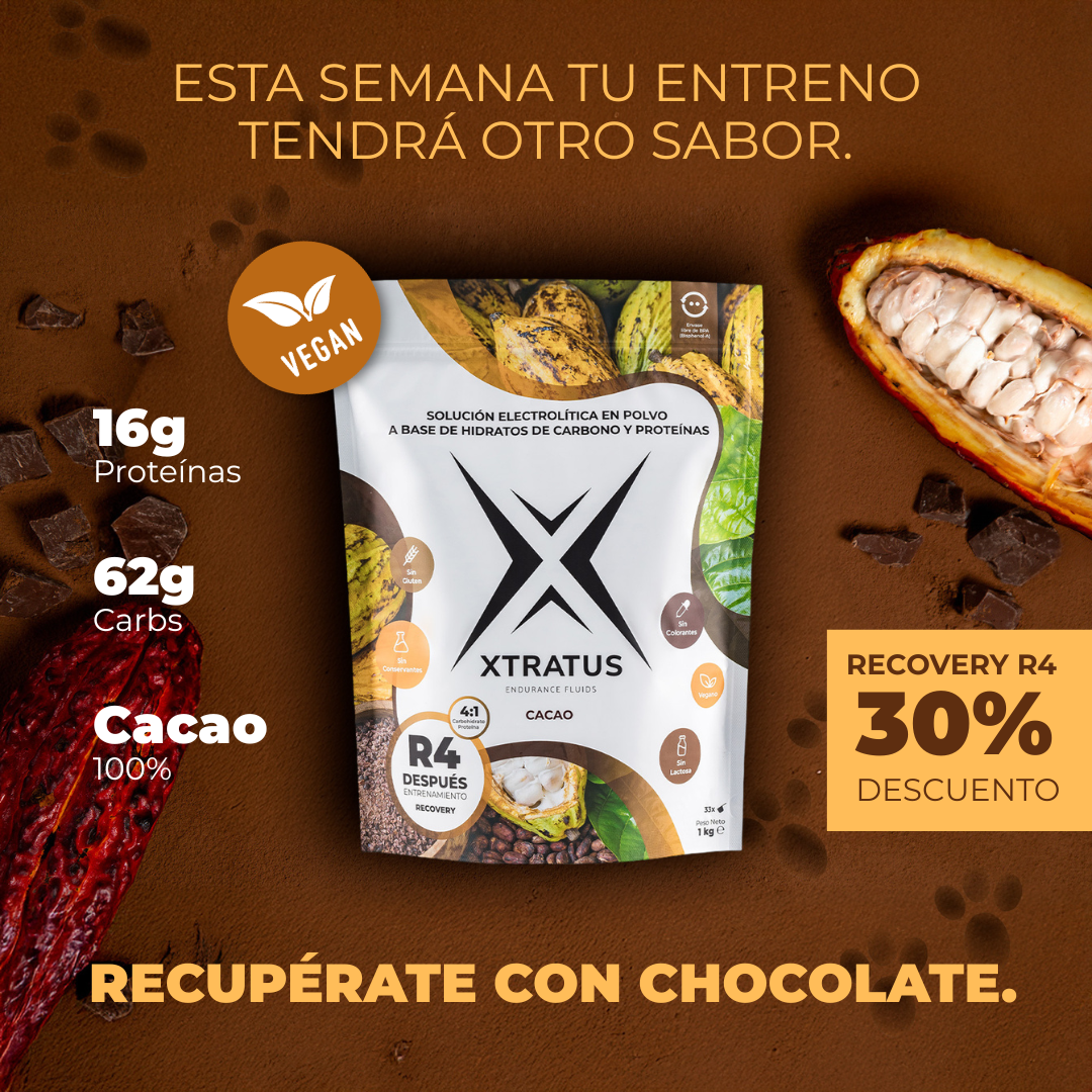 Recovery 4:1 - Mix of Carbohydrates, Electrolytes, Vegan Proteins and Cocoa - 1Kg
