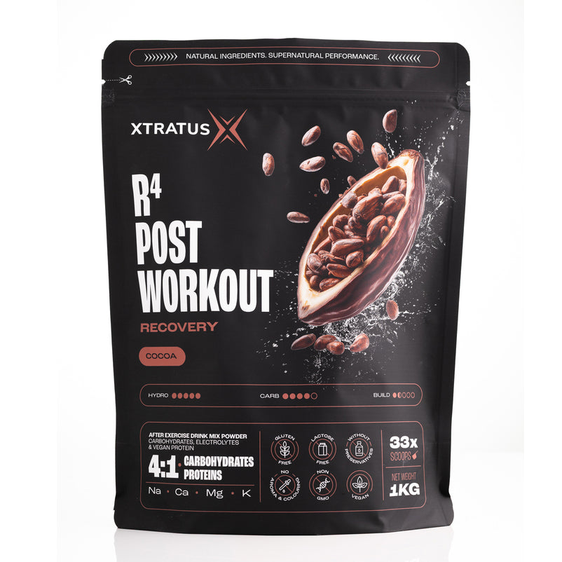 RECUPERADOR 4:1 - MIX DE CARBOHIDRATOS, ELECTROLITOS, PROTEÍNAS VEGANAS Y CACAO - 1KG